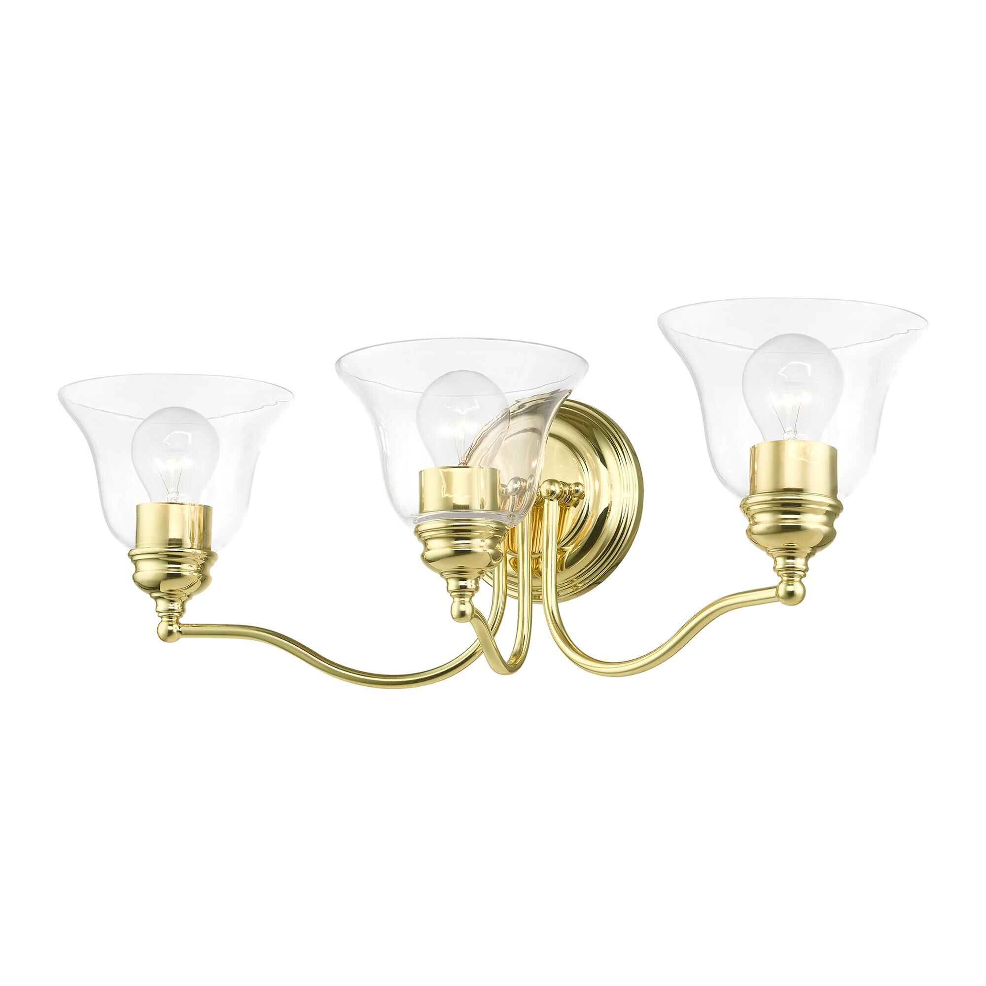 Shown in Polished Brass finish and Hand Blown Clear glass