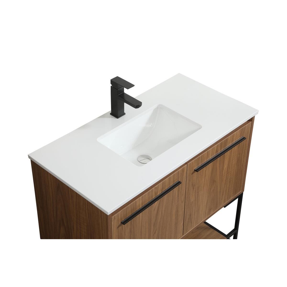 Shown in Walnut Brown finish and Without Backsplash accent