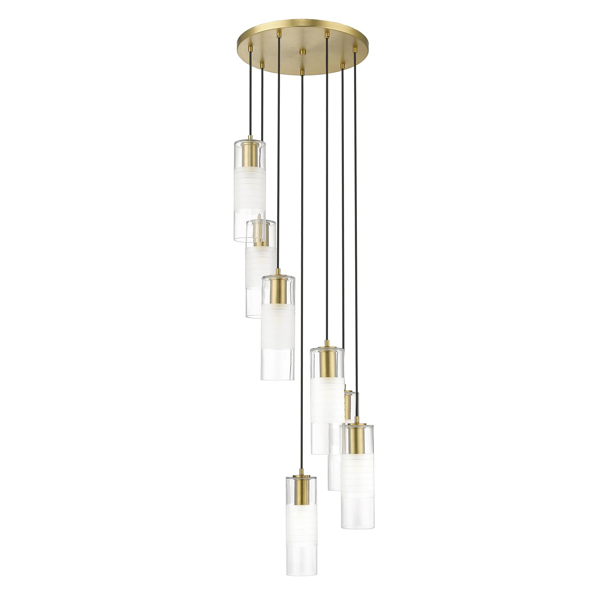 Shown in Modern Gold finish and Clear and Frosted glass