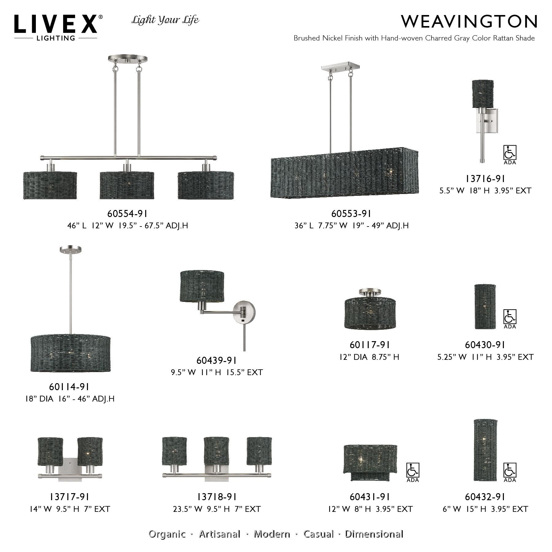 Weavington 15 Inch Wall Sconce by Livex Lighting
