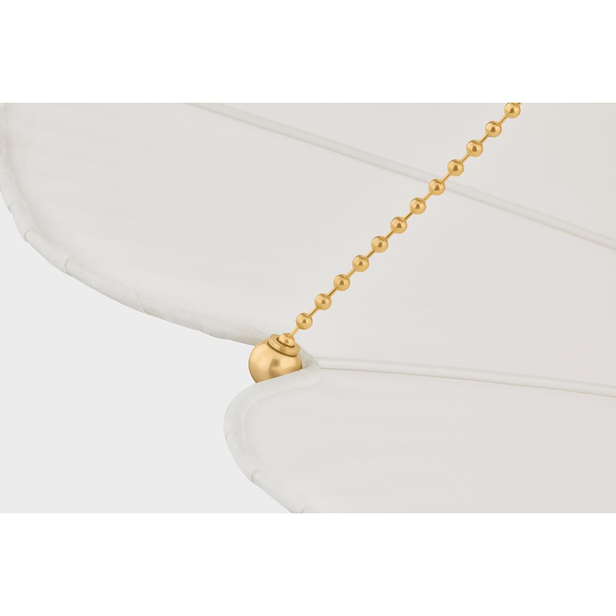 Shown in Aged Brass finish and Ivory Linen shade