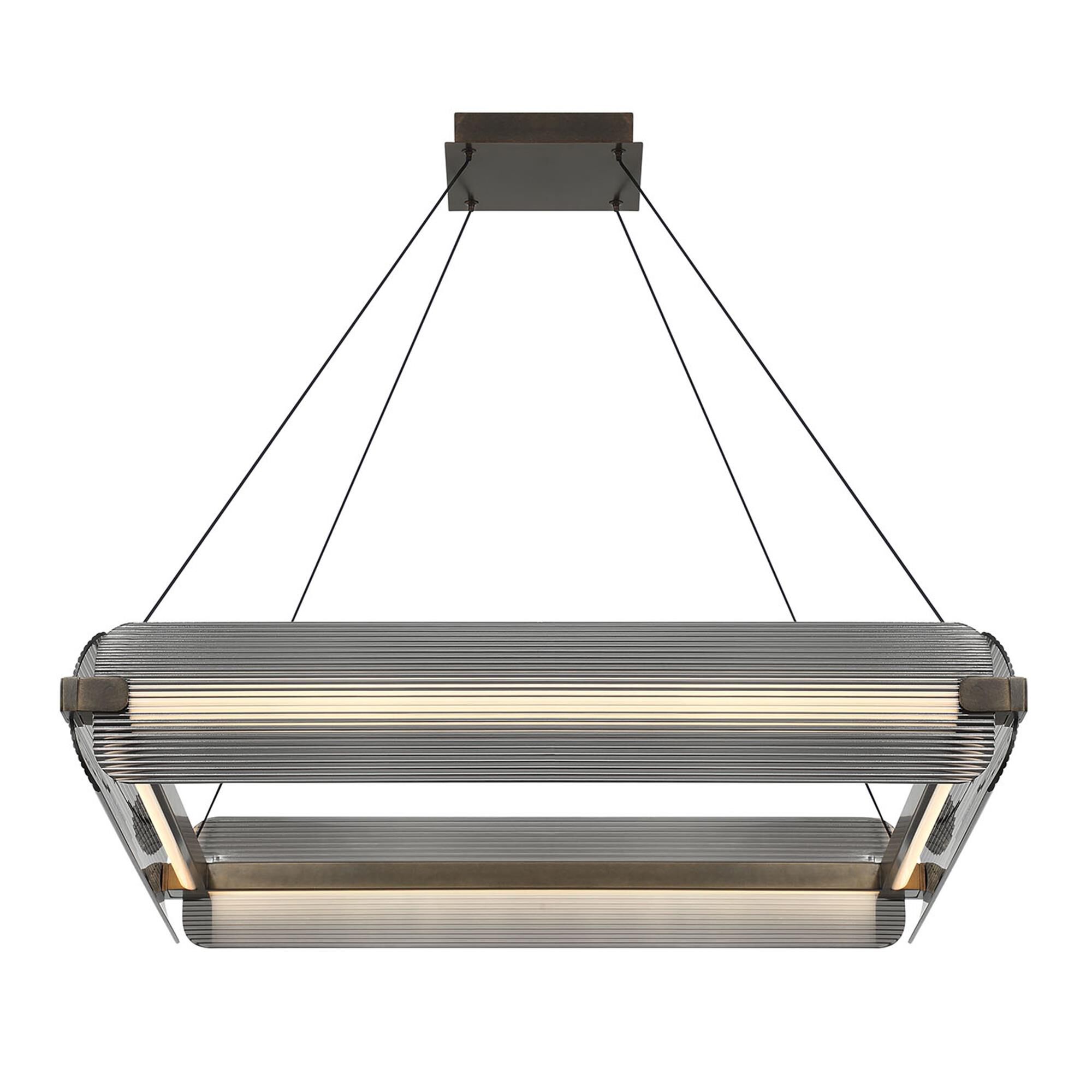 Shown in Weathered Brass finish and Smoked glass
