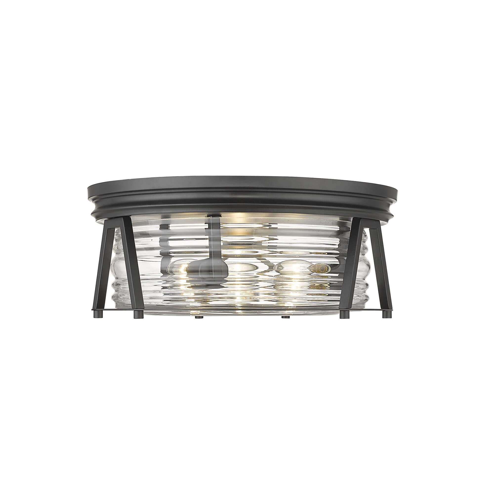Shown in Matte Black finish and Glass shade