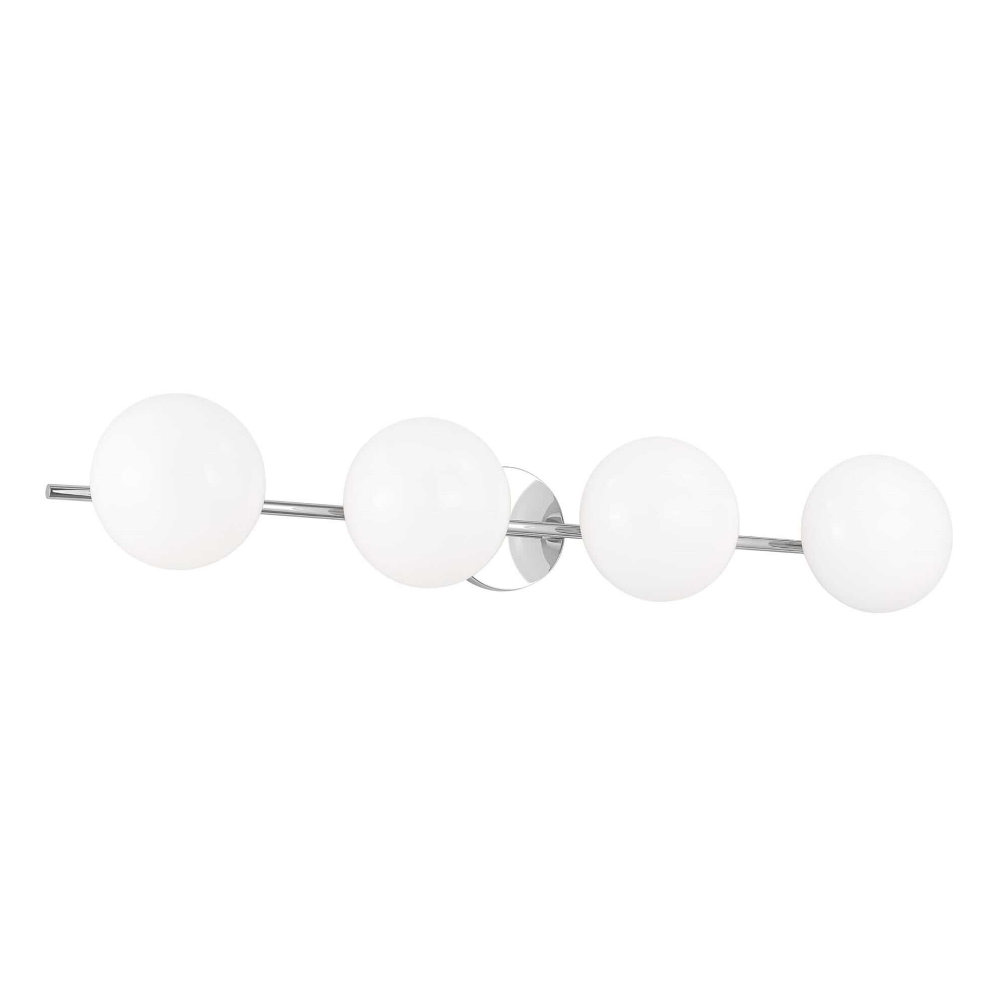 Shown in Chrome finish and Milk glass