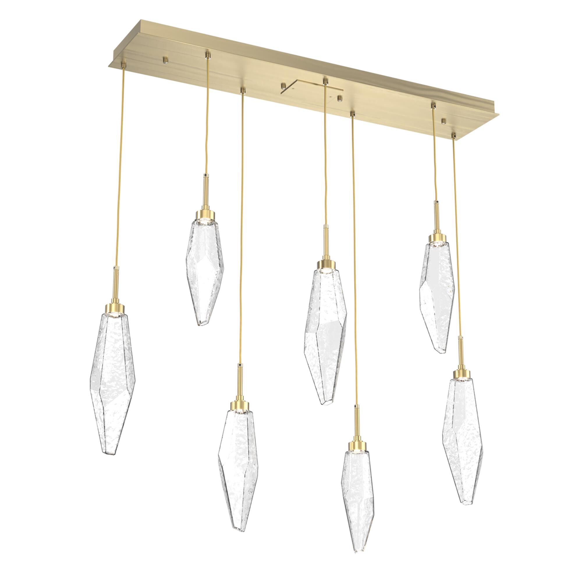 Shown in Novel Brass finish and Chilled Clear glass