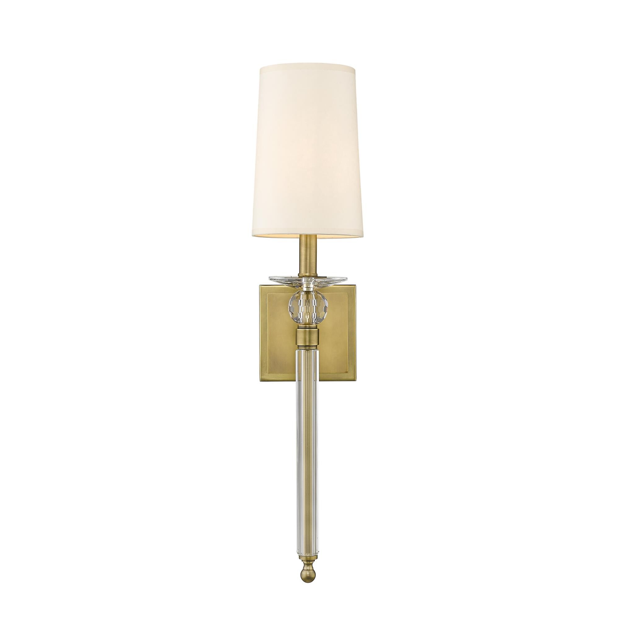 Shown in Rubbed Brass finish and Parchment Paper glass and Parchment Paper shade