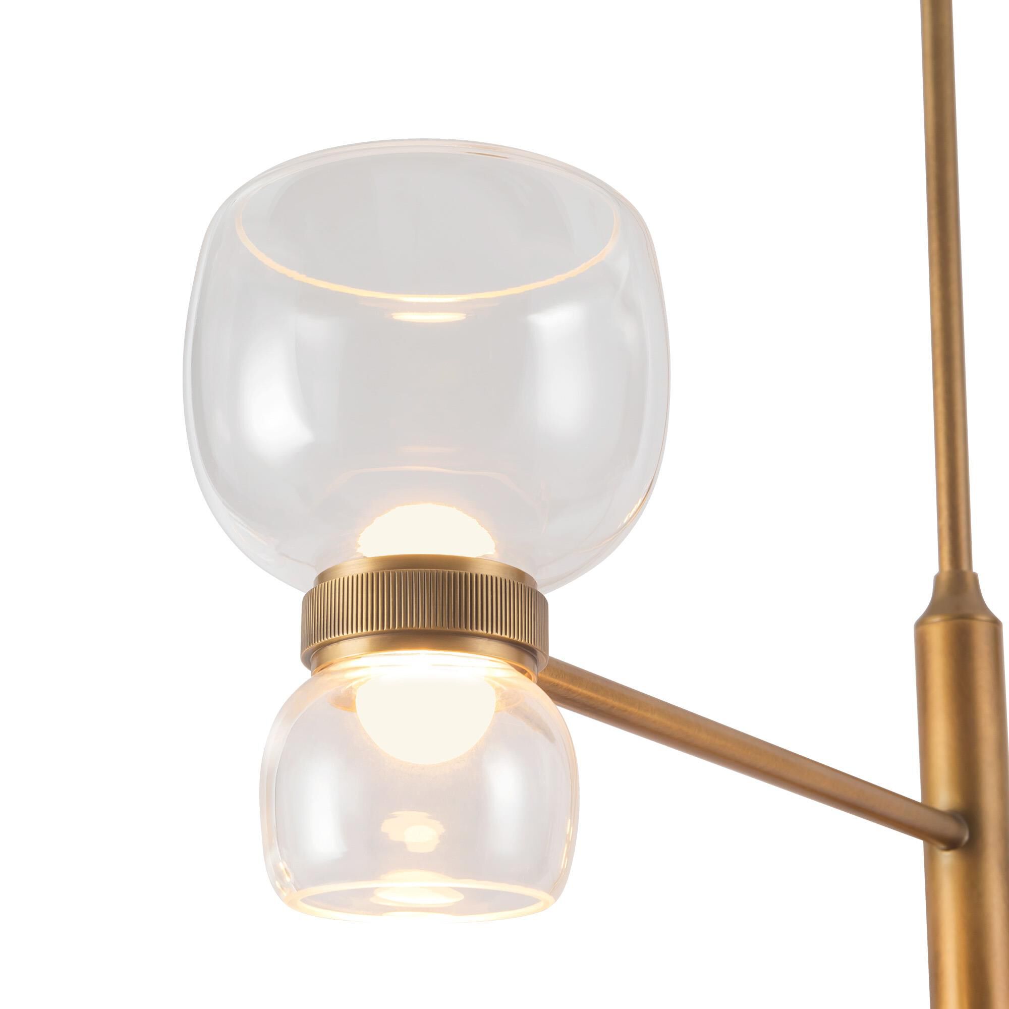 Shown in Vintage Brass finish and Clear glass
