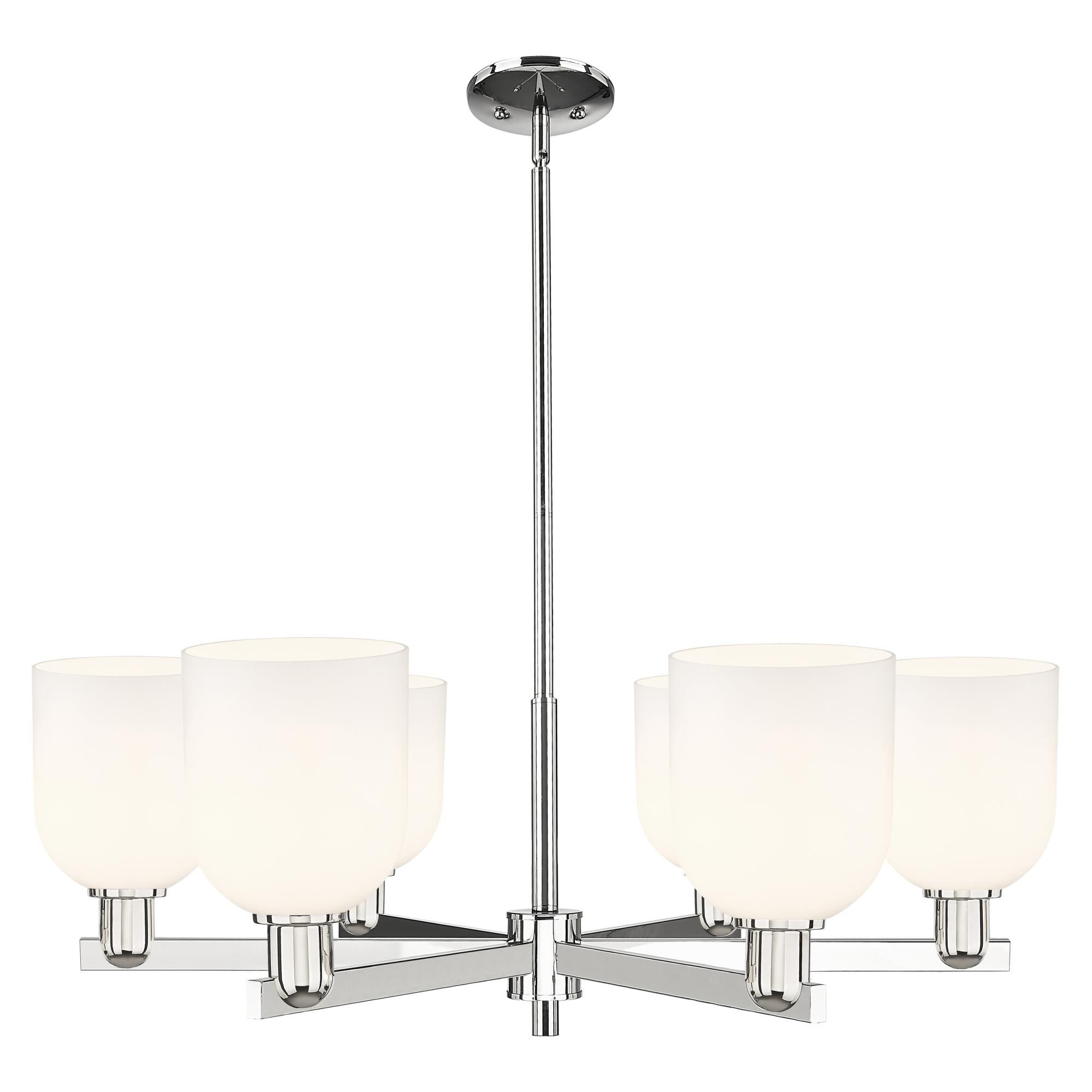 Shown in Polished Nickel finish and White glass