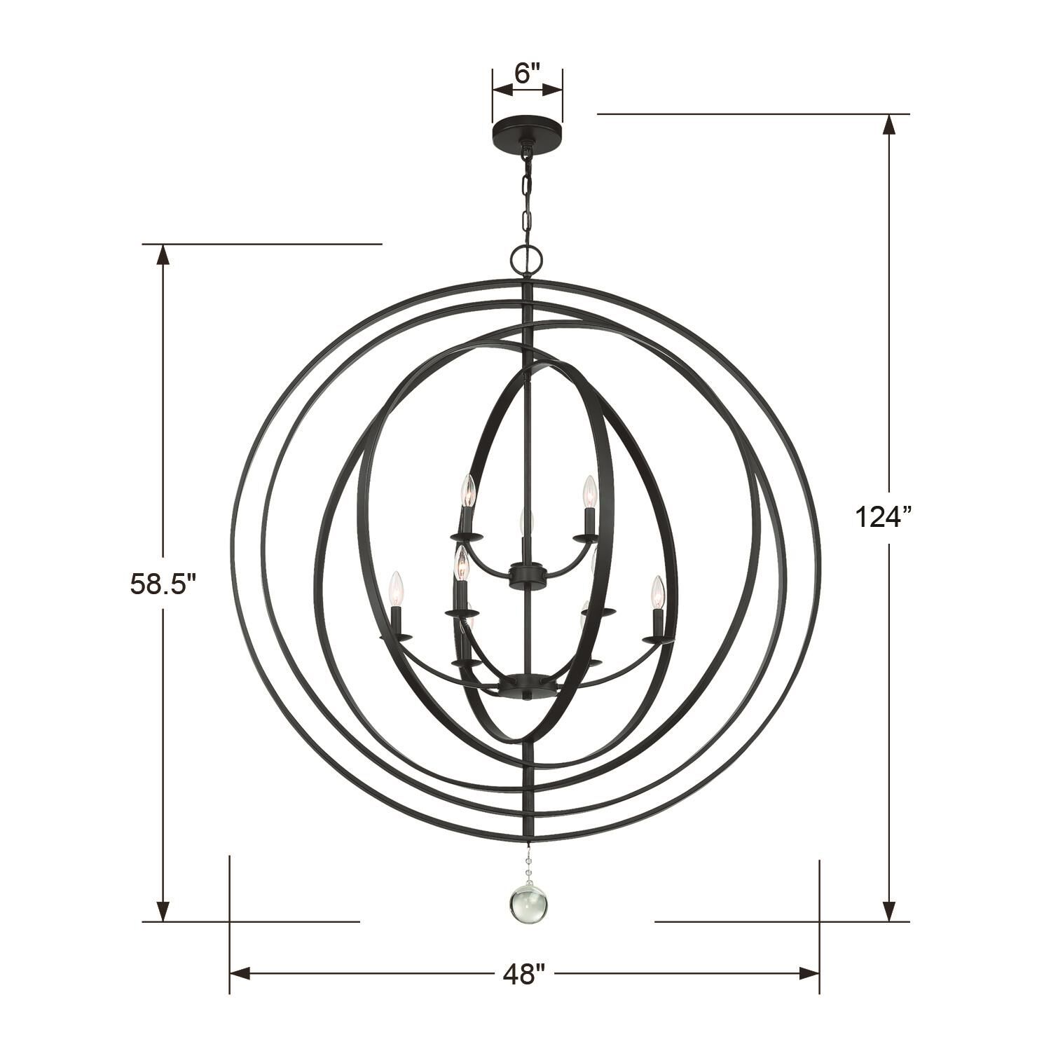 Luna 48 Inch 9 Light Chandelier by Crystorama