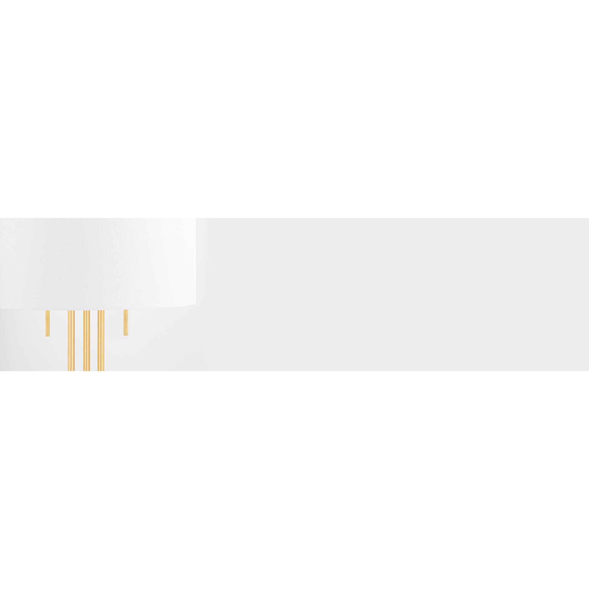 Shown in Aged Brass finish and Belgian Linen shade