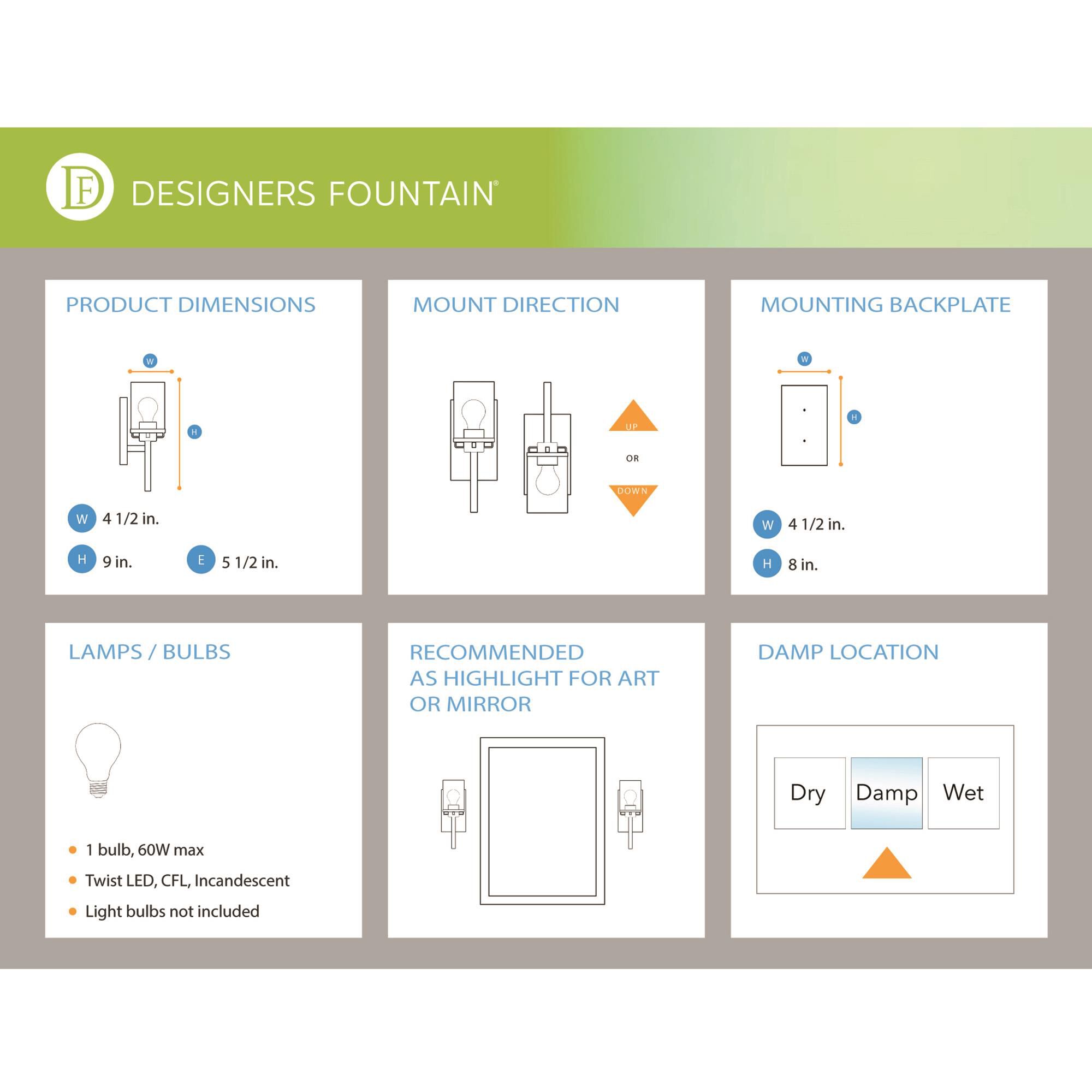 Designers Fountain Carmine 9 Inch Wall Sconce