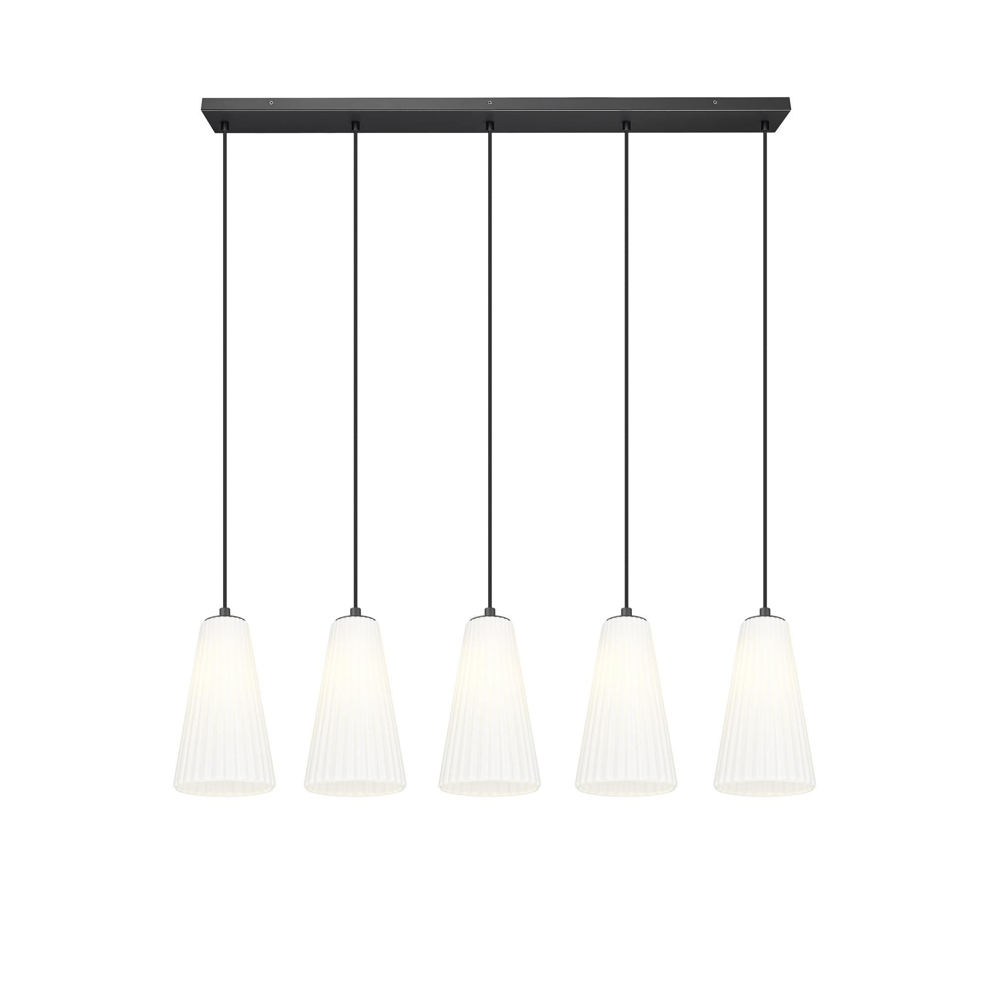 Shown in Matte Black finish and White glass and White shade