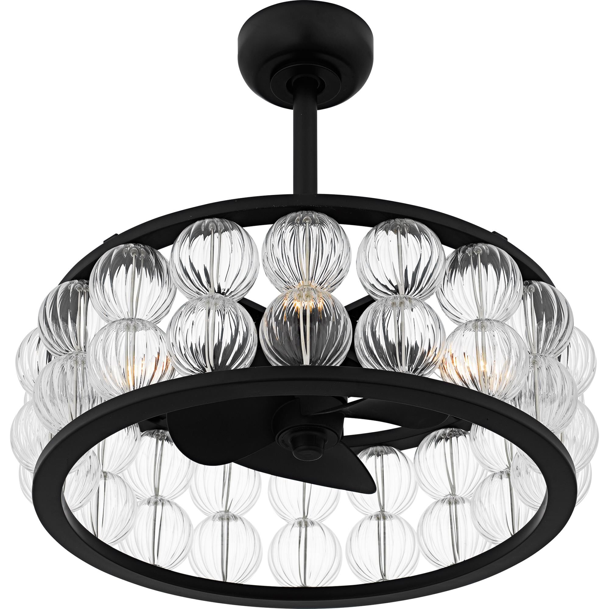 Shown in Matte Black finish and Clear Ribbed Glass shade