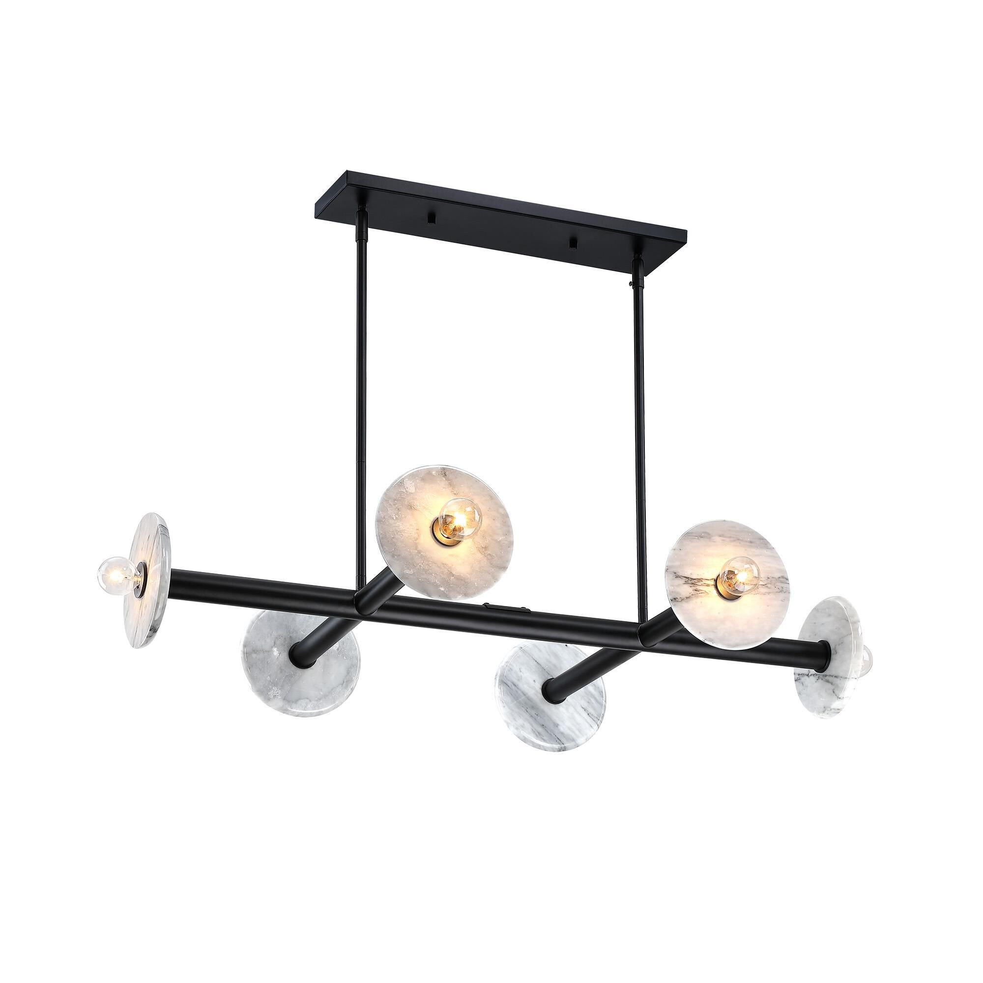 Shown in Matte Black finish and Natural Marble shade