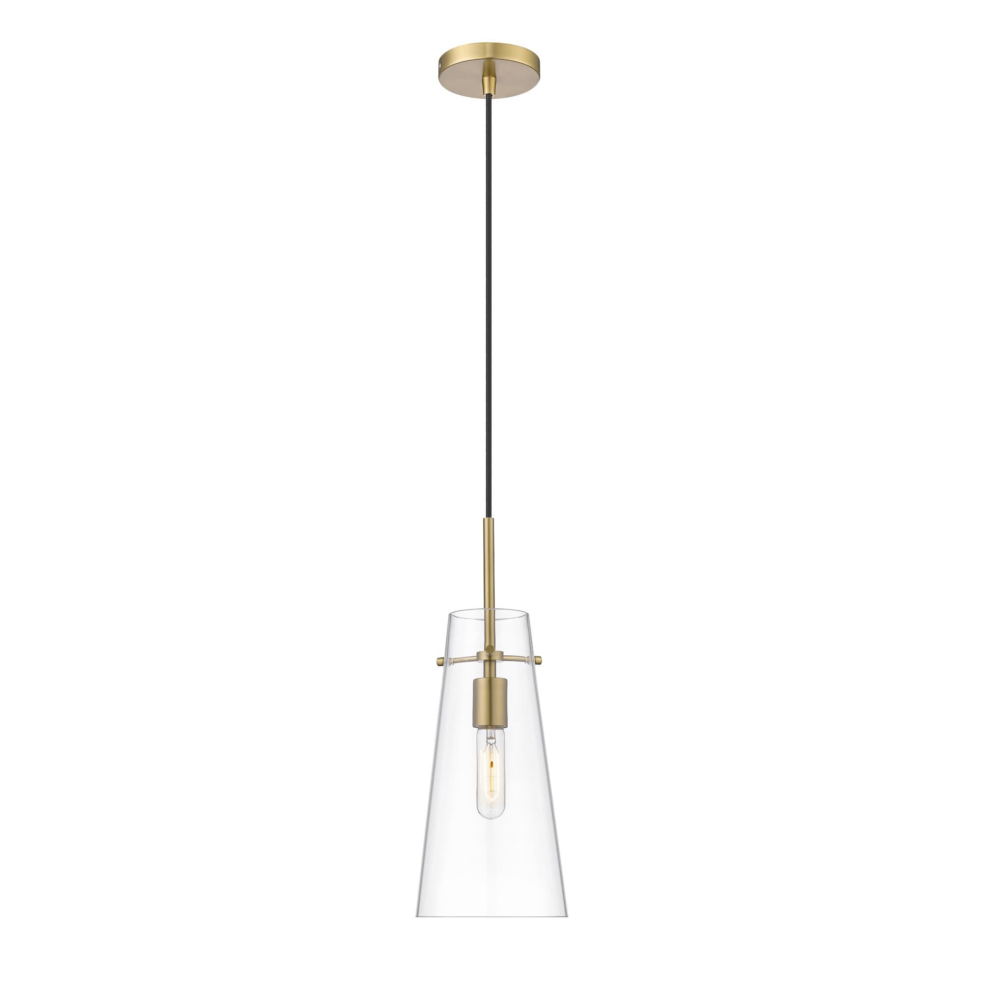 Shown in Modern Gold finish and Clear glass and Clear shade