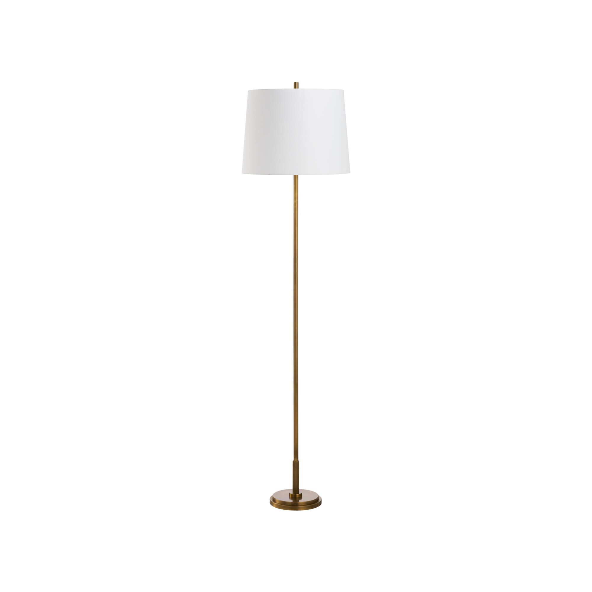 Shown in Gold finish and Linen shade