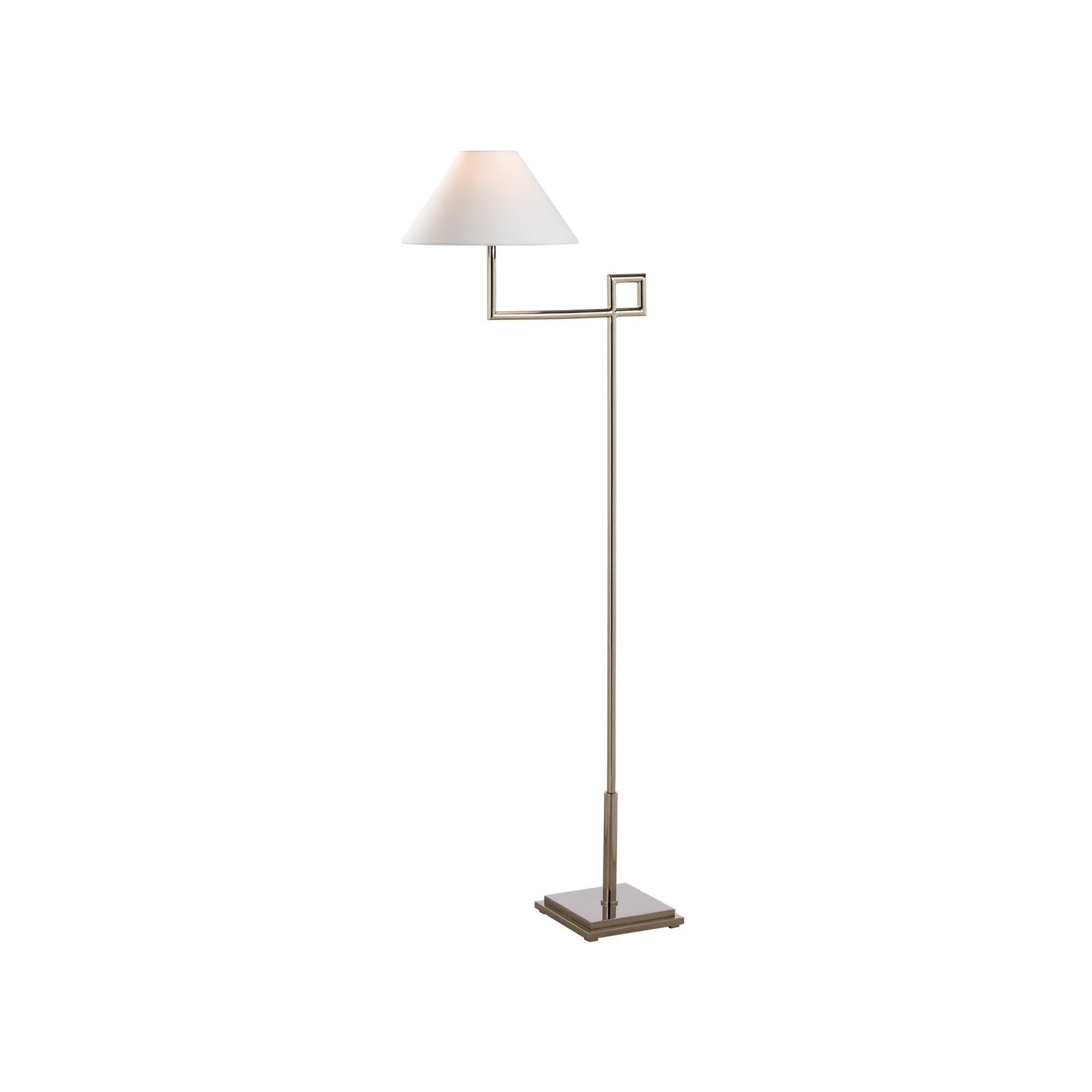 Shown in Silver finish and Linen shade