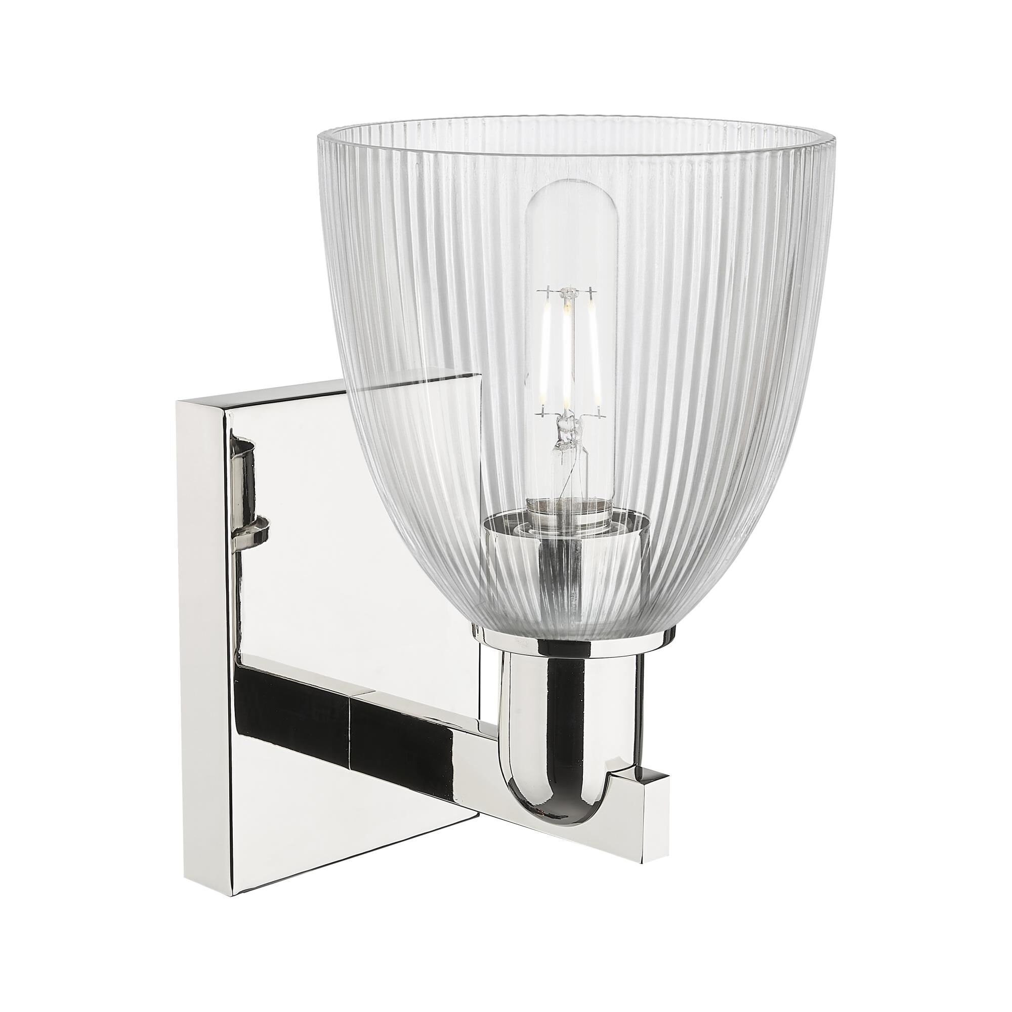 Shown in Polished Nickel finish and Clear glass