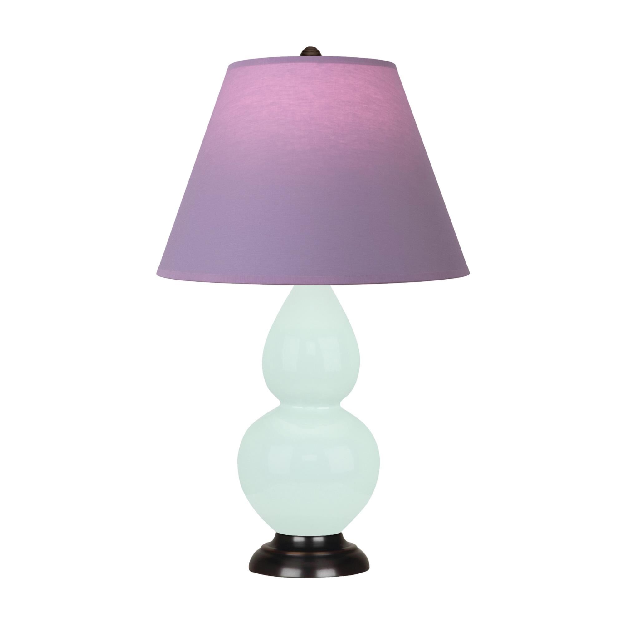 Shown in Mint Glazed finish and Lavender and Plum shade and Deep Patina Bronze accent