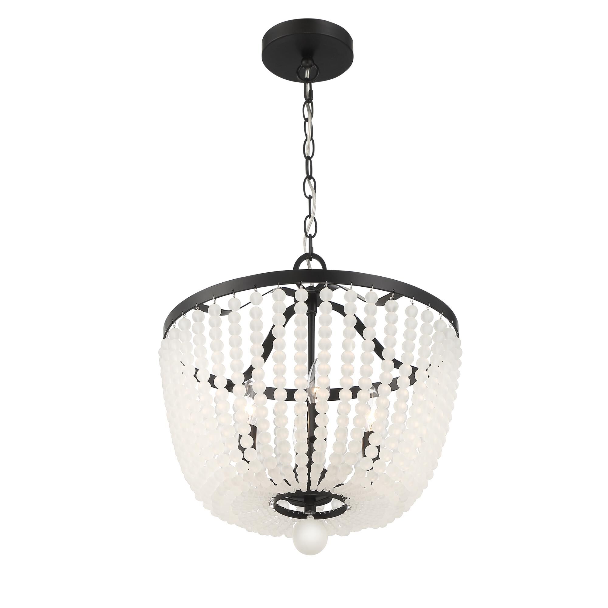 Shown in Matte Black finish and Frosted Glass Beads crystal