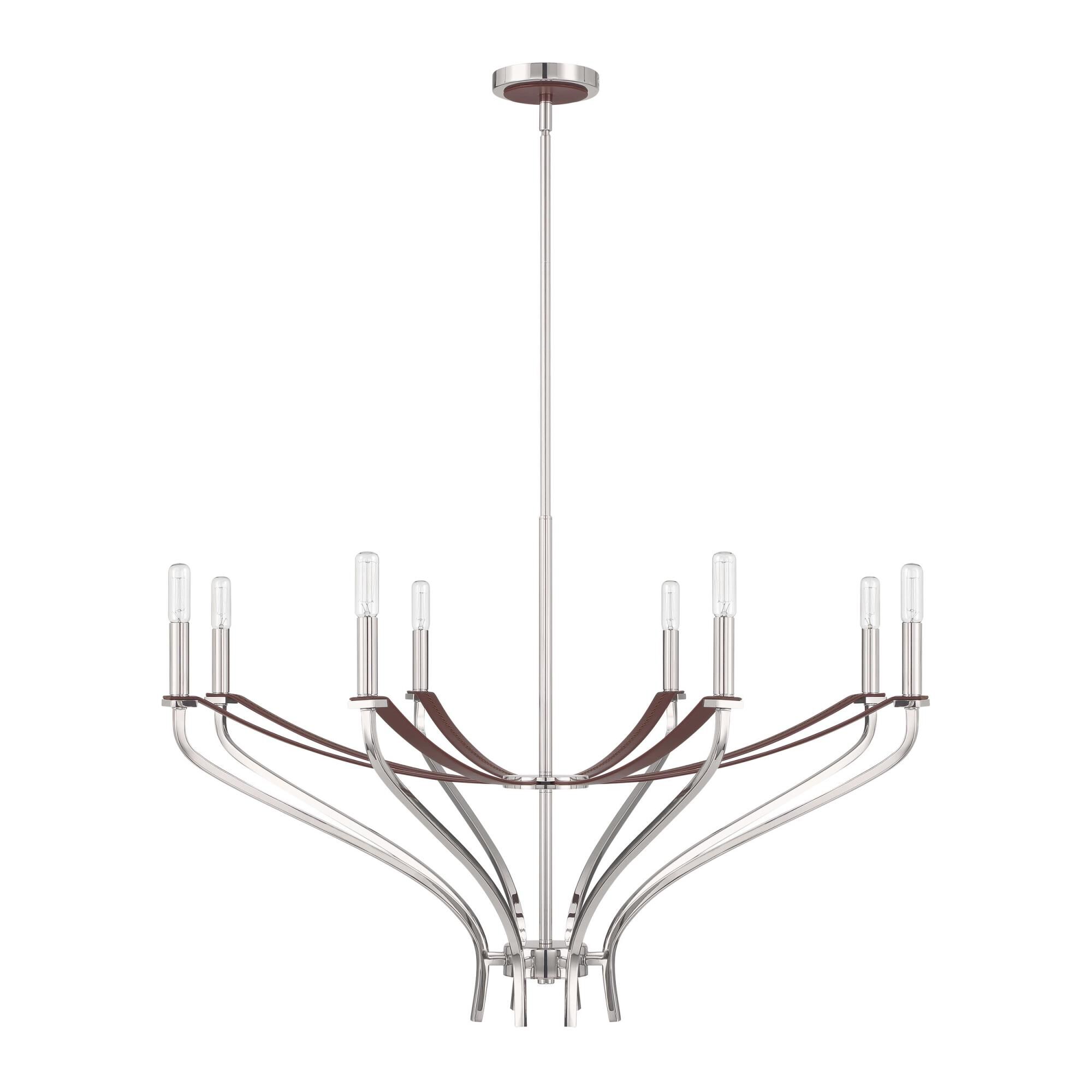 Shown in Polished Nickel and Dark Brown finish