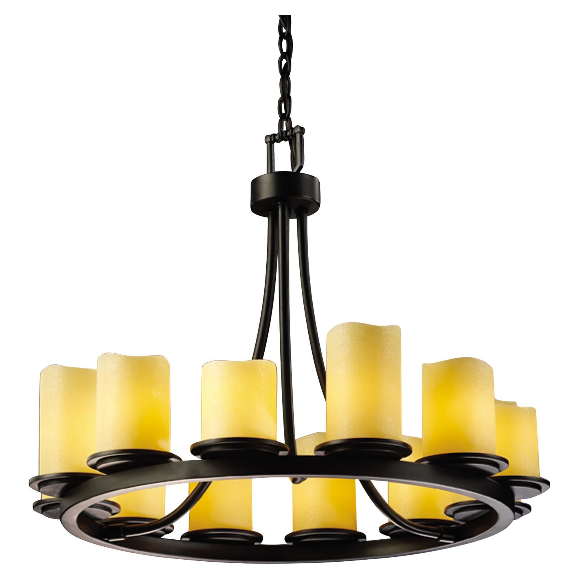 Shown in Matte Black finish and Amber Faux Candle Resin glass and Cylinder with Melted Rim accent