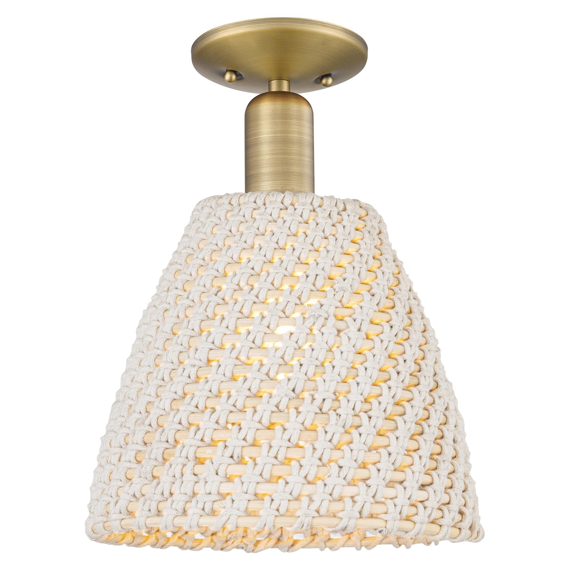 Shown in Brushed Brass finish and Natural shade