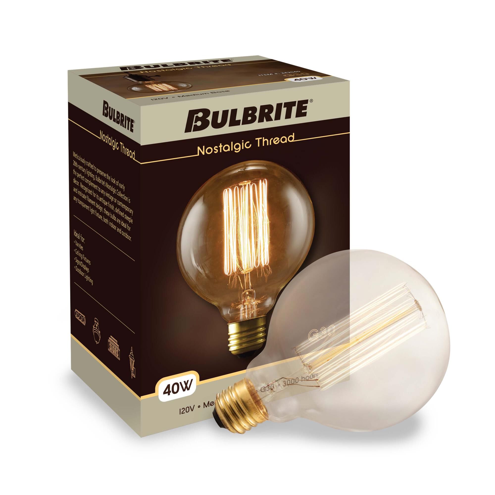 40 Watt 2200K G30 Incandescent Light Bulb,