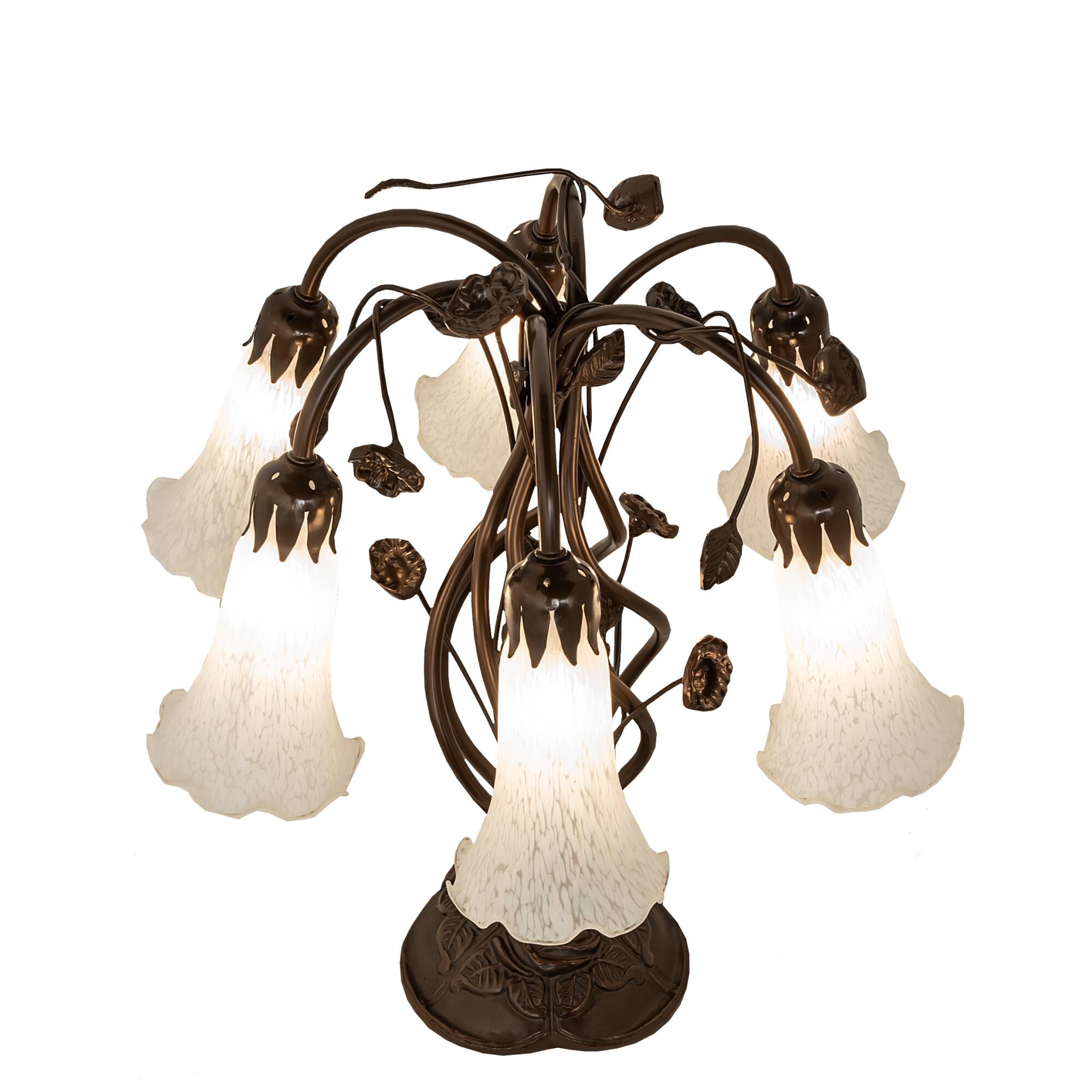 Shown in Mahogany Bronze finish and White glass