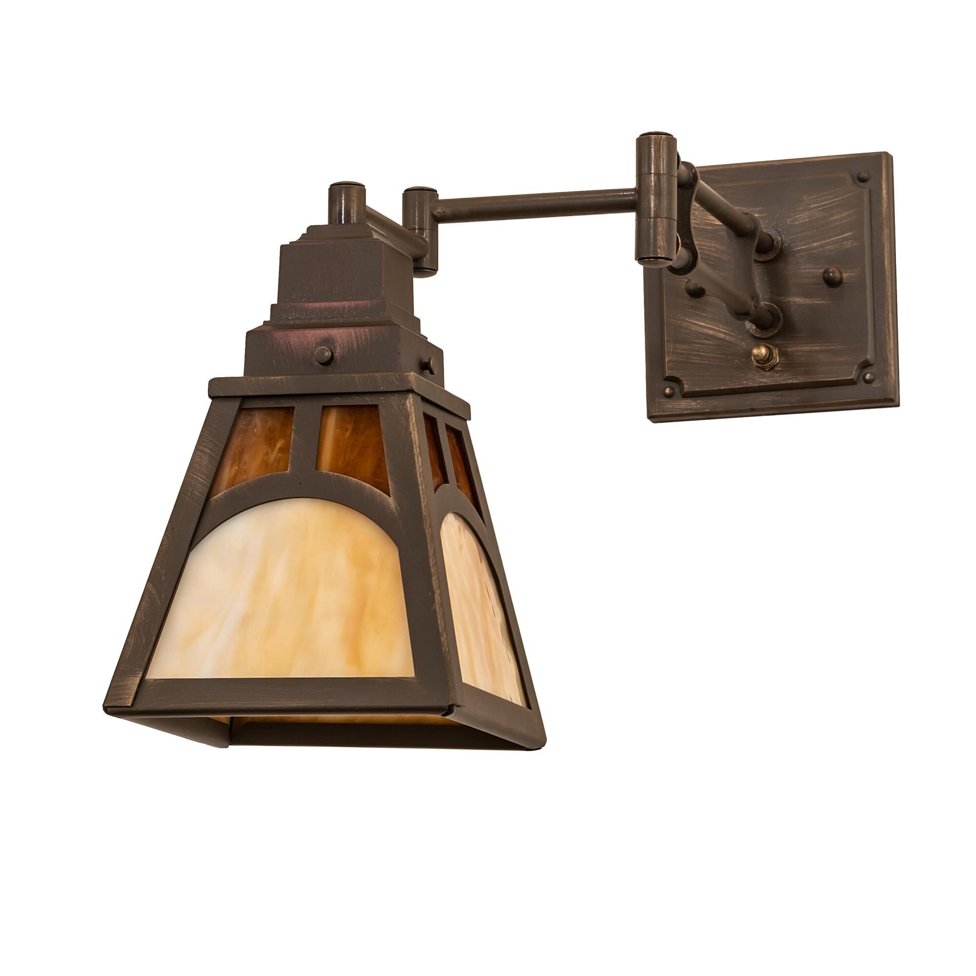 Shown in Antique Brass finish and Amber /Acrylic;Beige glass