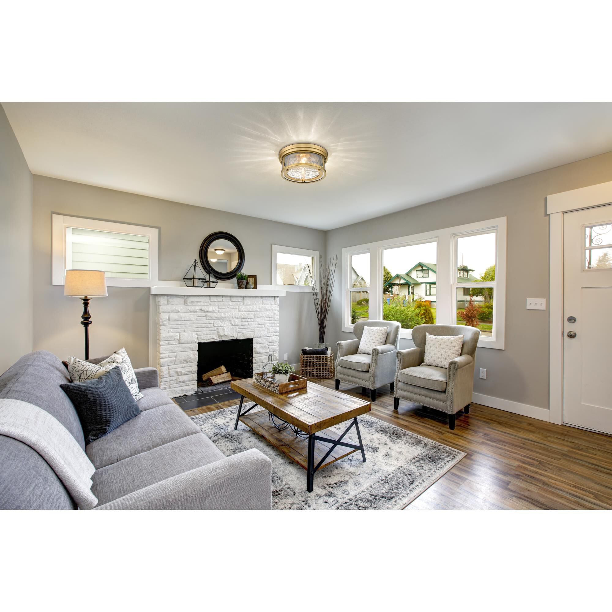 Shown in Rubbed Brass finish and Inner Clear Water and Outer Clear glass and No Shade shade