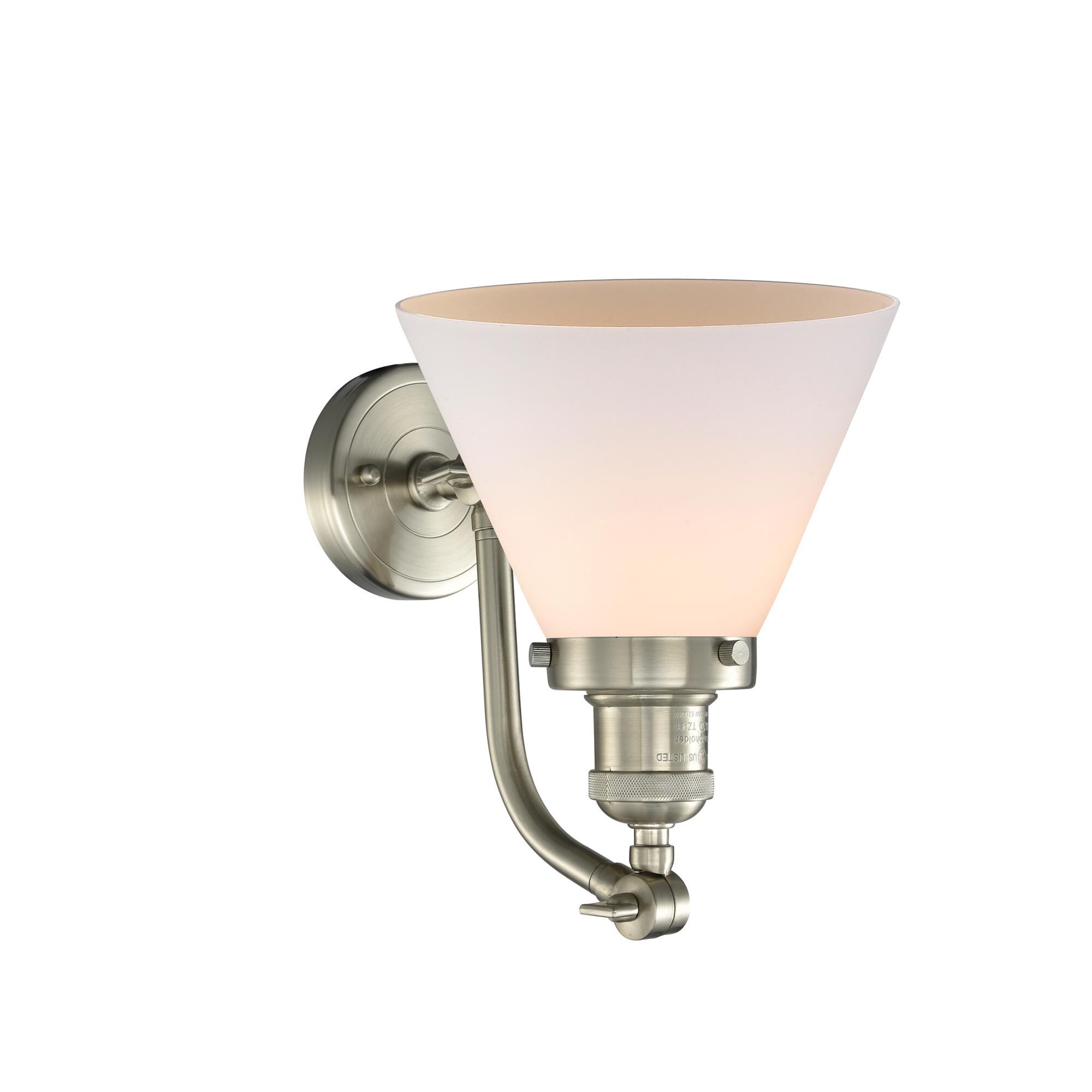 Shown in Brushed Satin Nickel finish and Matte White Cased glass