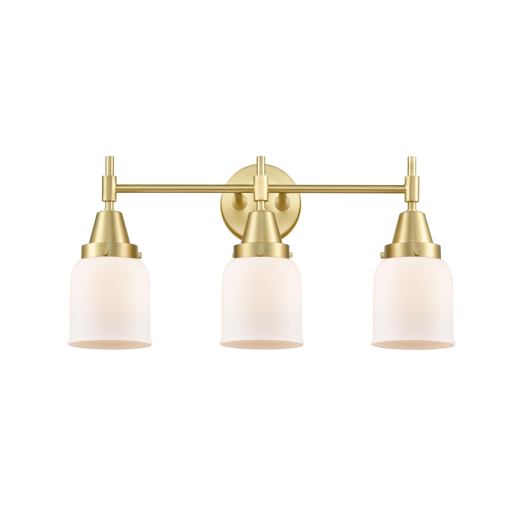 Shown in Satin Brass finish and Matte White Cased Large Cone glass