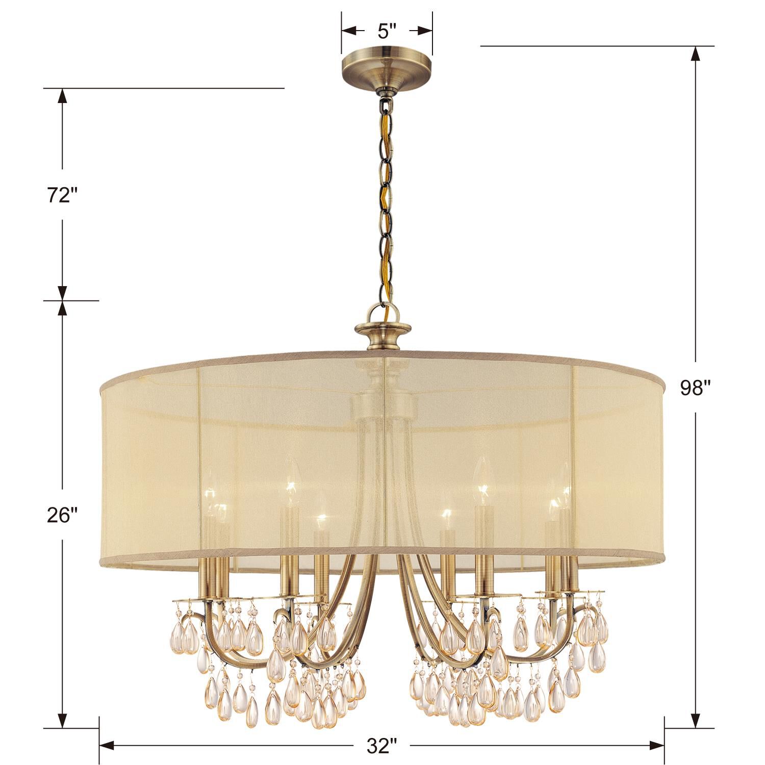 Hampton 32 Inch 8 Light Chandelier by Crystorama
