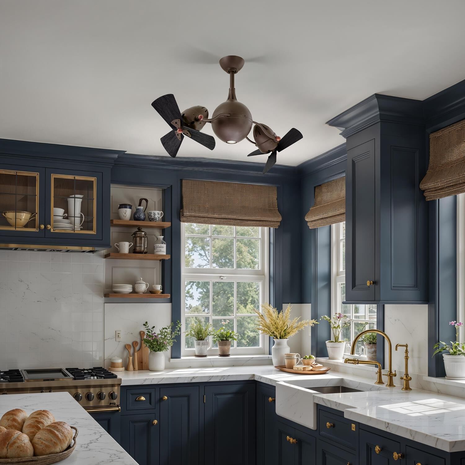 Acqua 13 Inch Multi Head Ceiling Fan with Light Kit by Matthews Fan Company