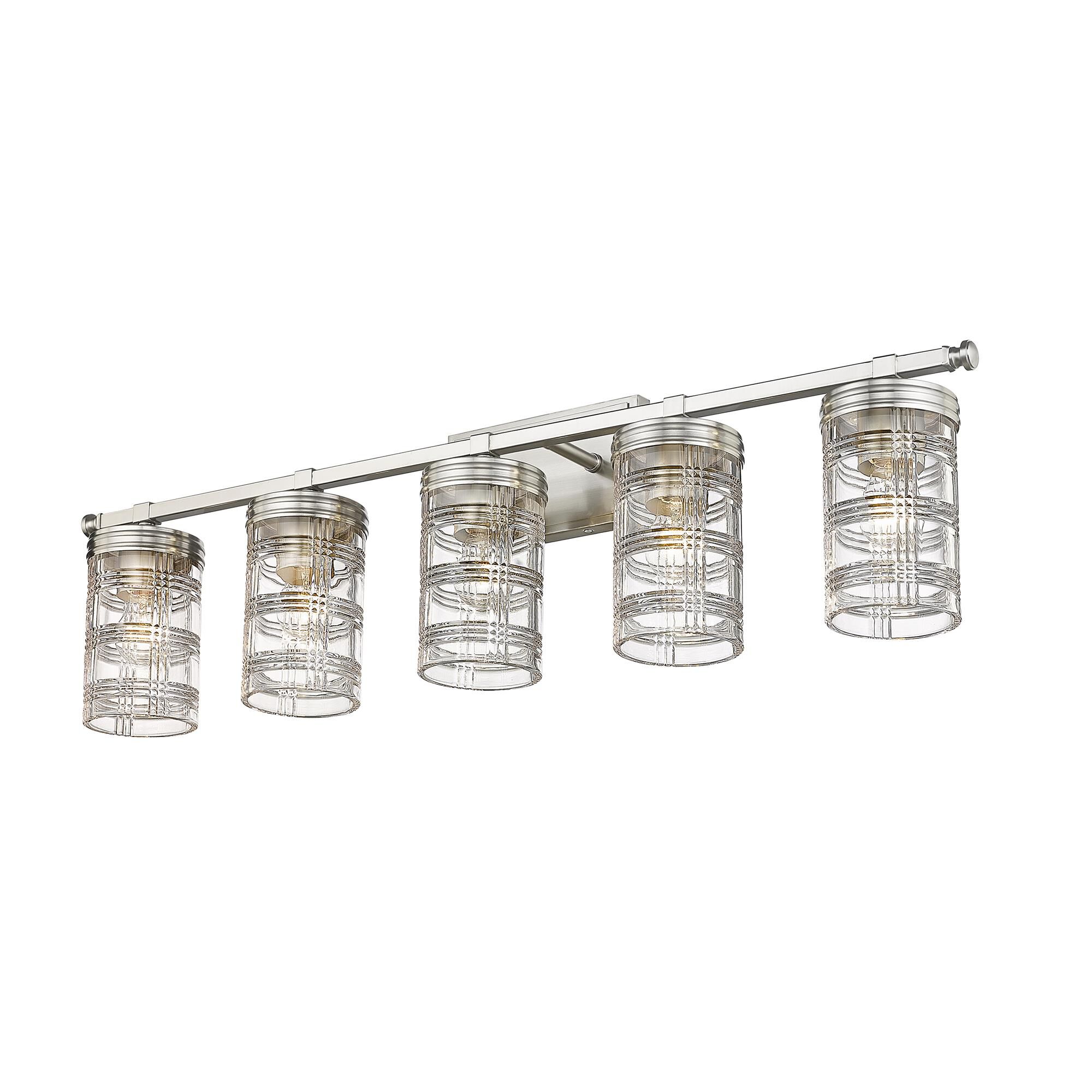 Shown in Brushed Nickel finish and Clear glass