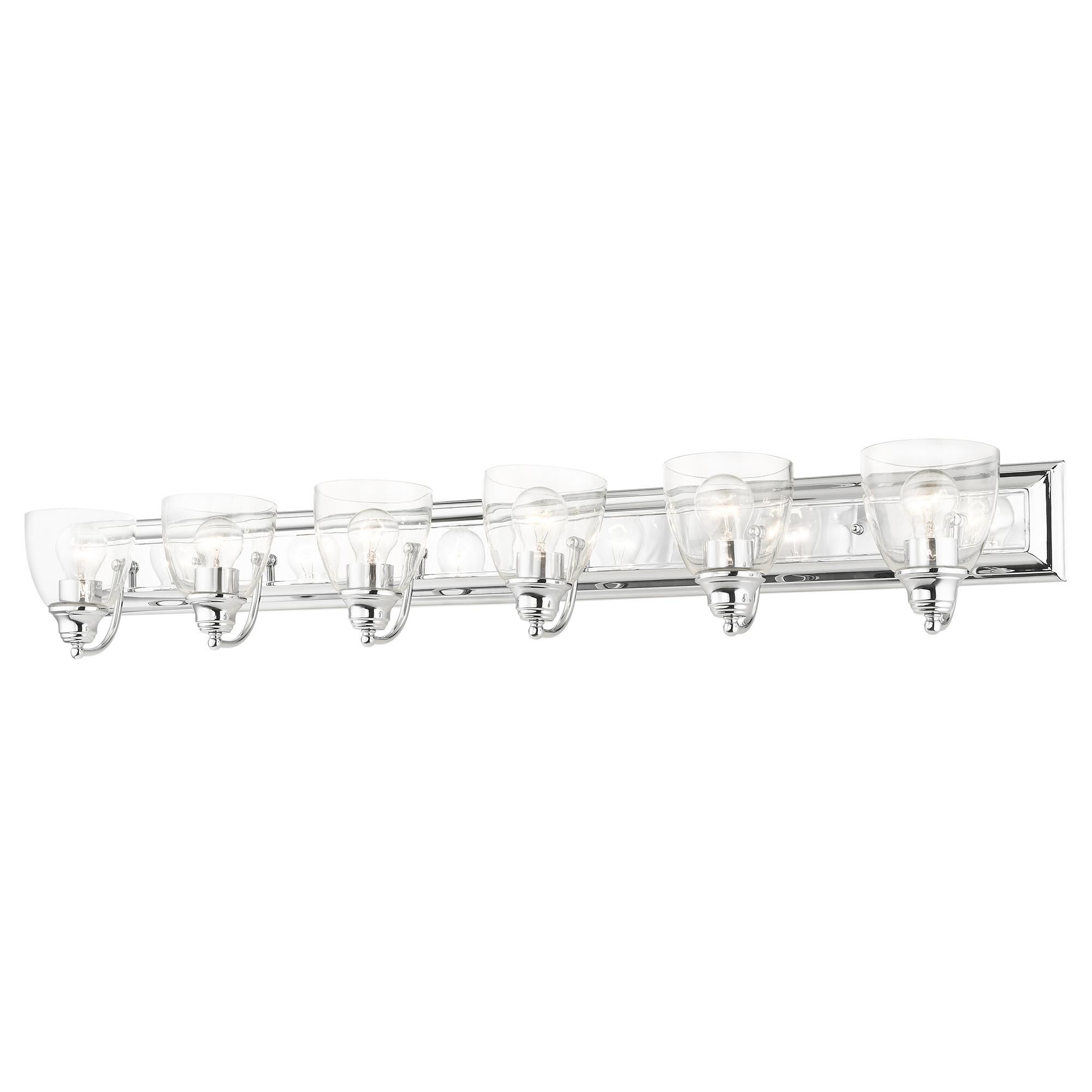Shown in Polished Chrome finish and Hand Blown Clear glass