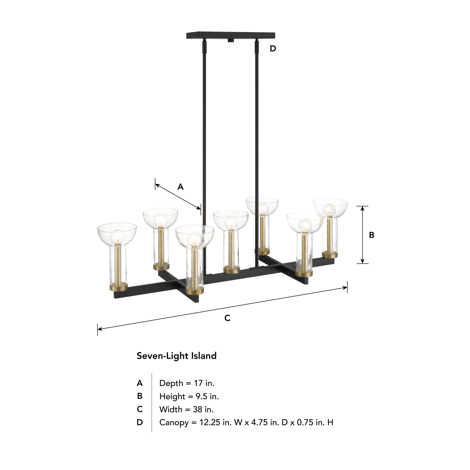 Nova 38 Inch 7 Light Linear Suspension Light by Designers Fountain