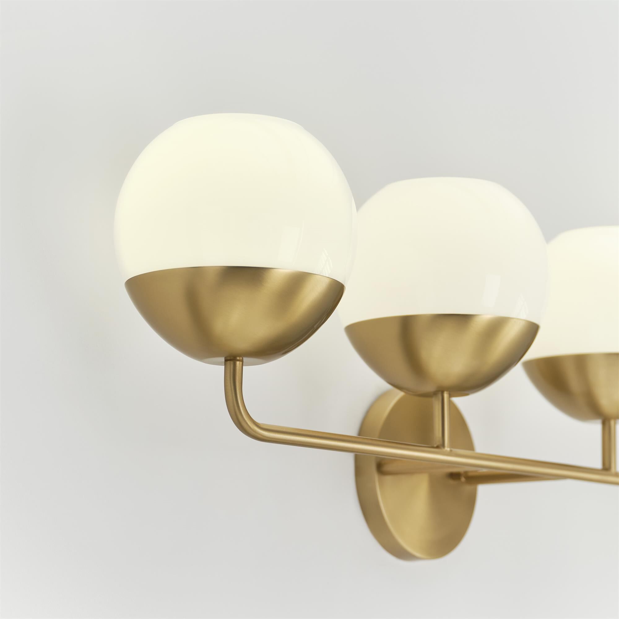 Shown in Satin Brass finish and Milk glass