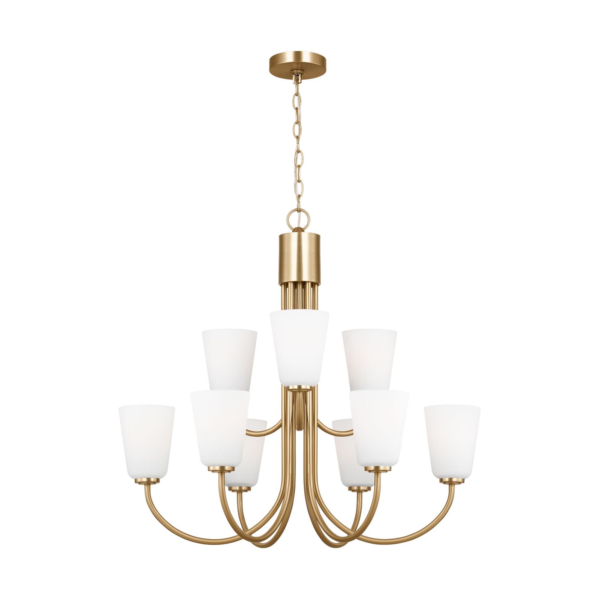 Shown in Satin Brass finish and Etched Painted White Inside glass