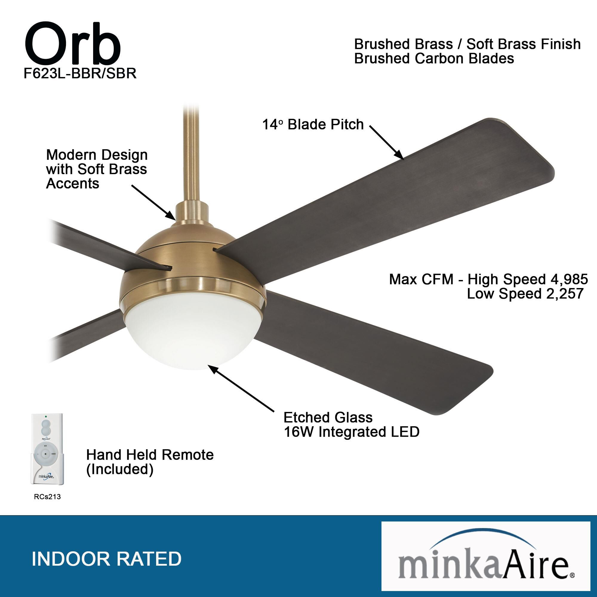 Orb 54 Inch Ceiling Fan with Light Kit by Minka Aire by Minka Aire