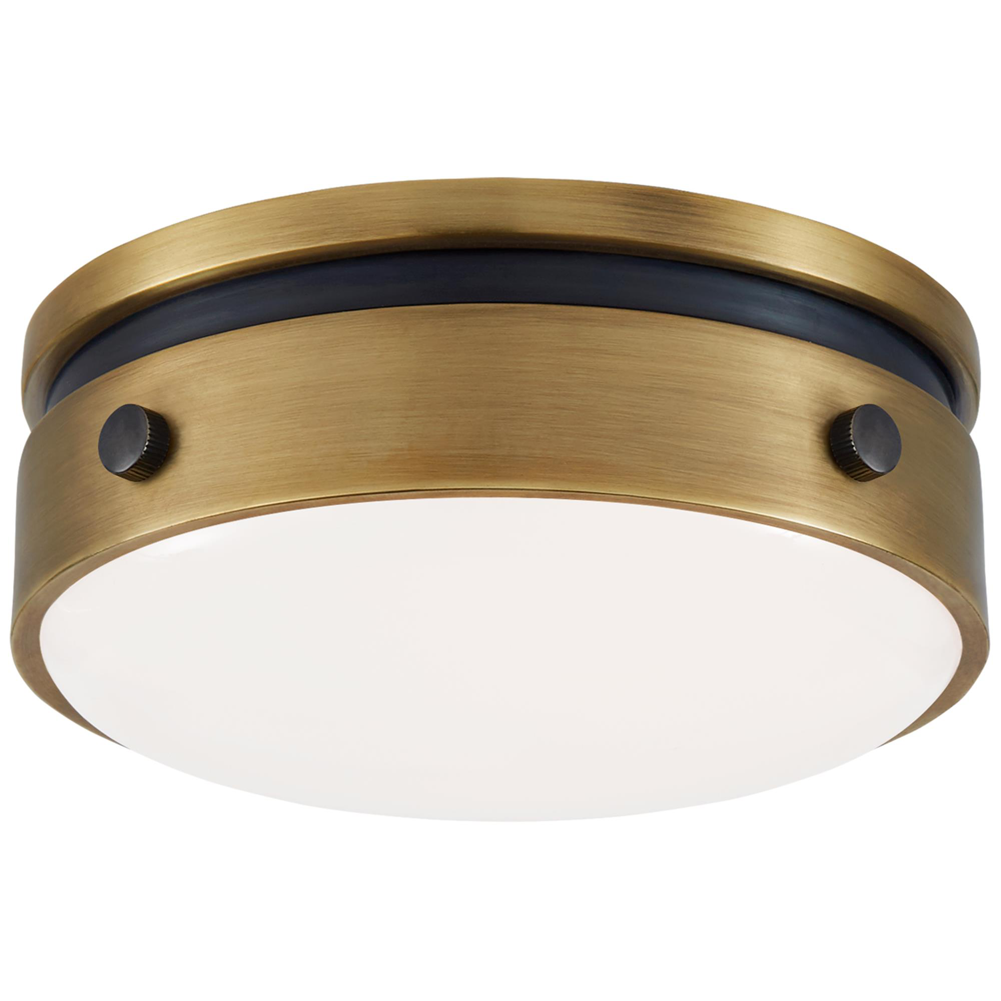 Shown in Bronze With Antique Brass finish and White glass