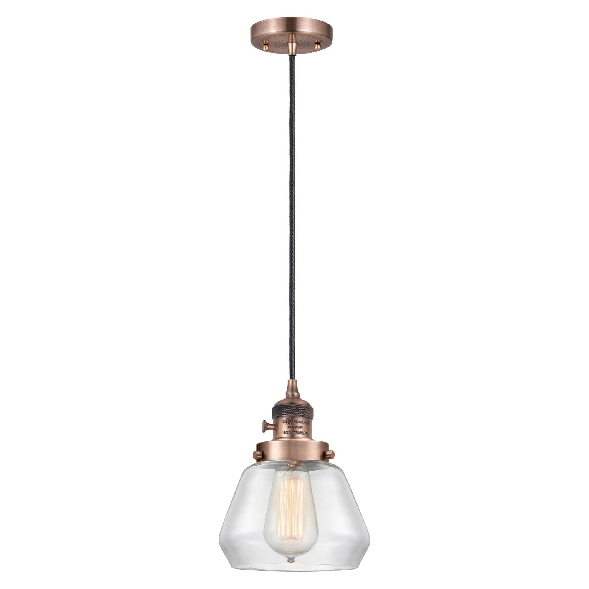 Shown in Antique Copper finish and Clear glass