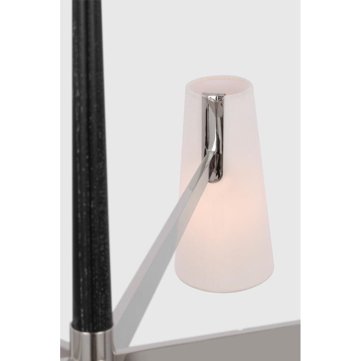 Shown in Polished Nickel and Ebony finish and Linen shade