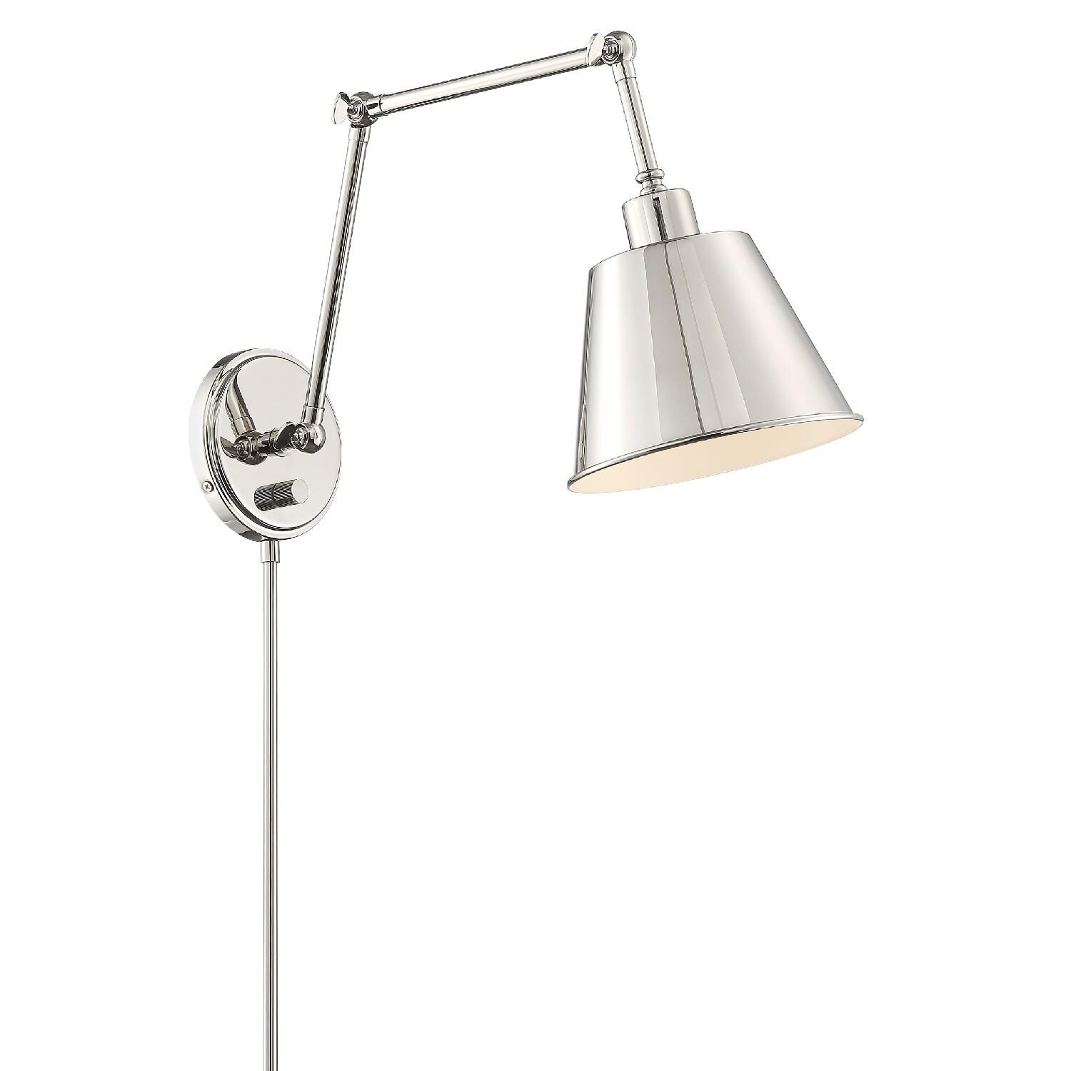 Shown in Polished Nickel finish and Steel glass and Steel shade