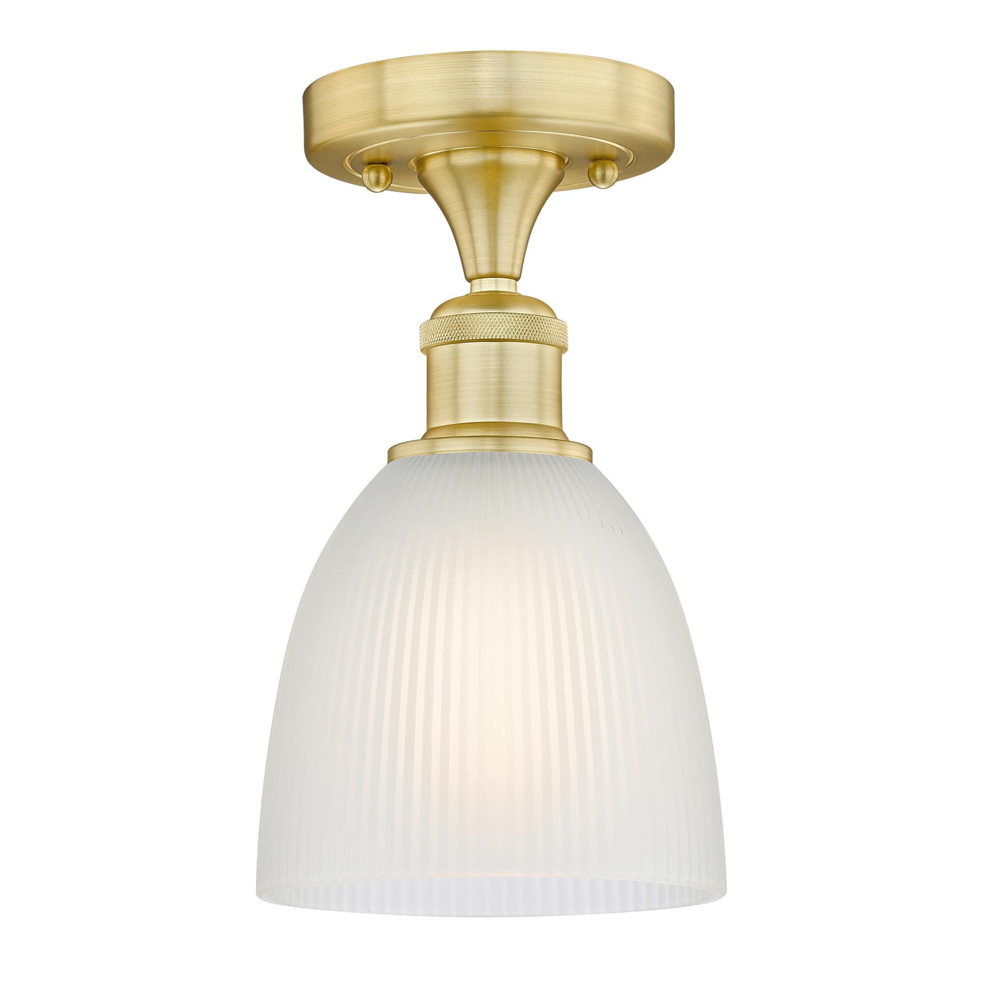 Shown in Satin Gold finish and White glass