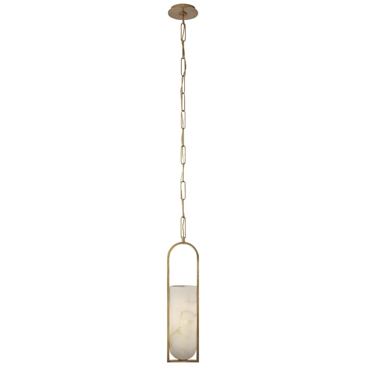 Shown in Antique-Burnished Brass finish and Alabaster glass