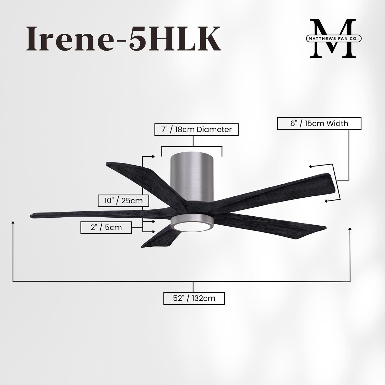 Irene 52 Inch Flush Mount Fan with Light Kit by Matthews Fan Company