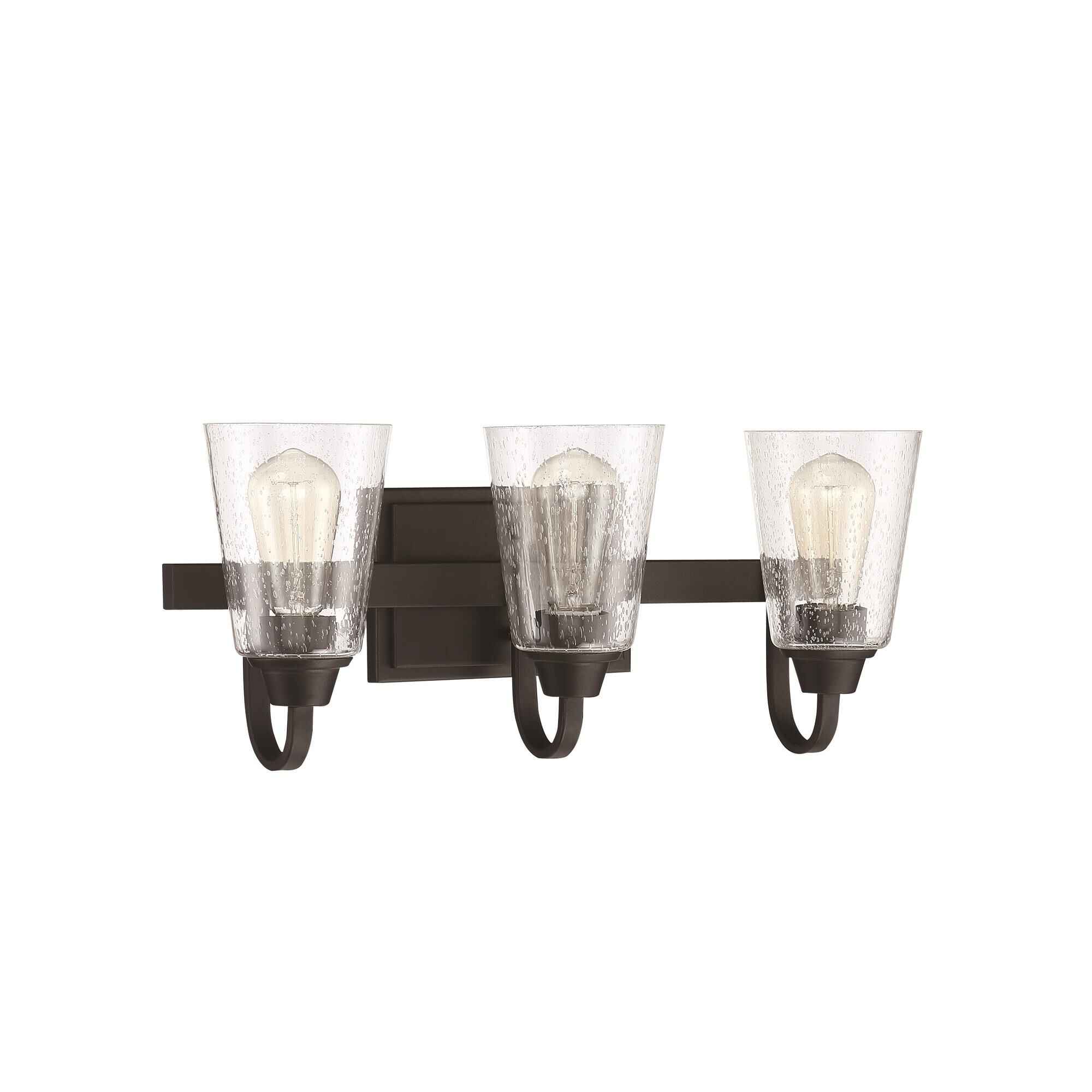 Shown in Espresso finish and Clear Seeded glass and Glass shade