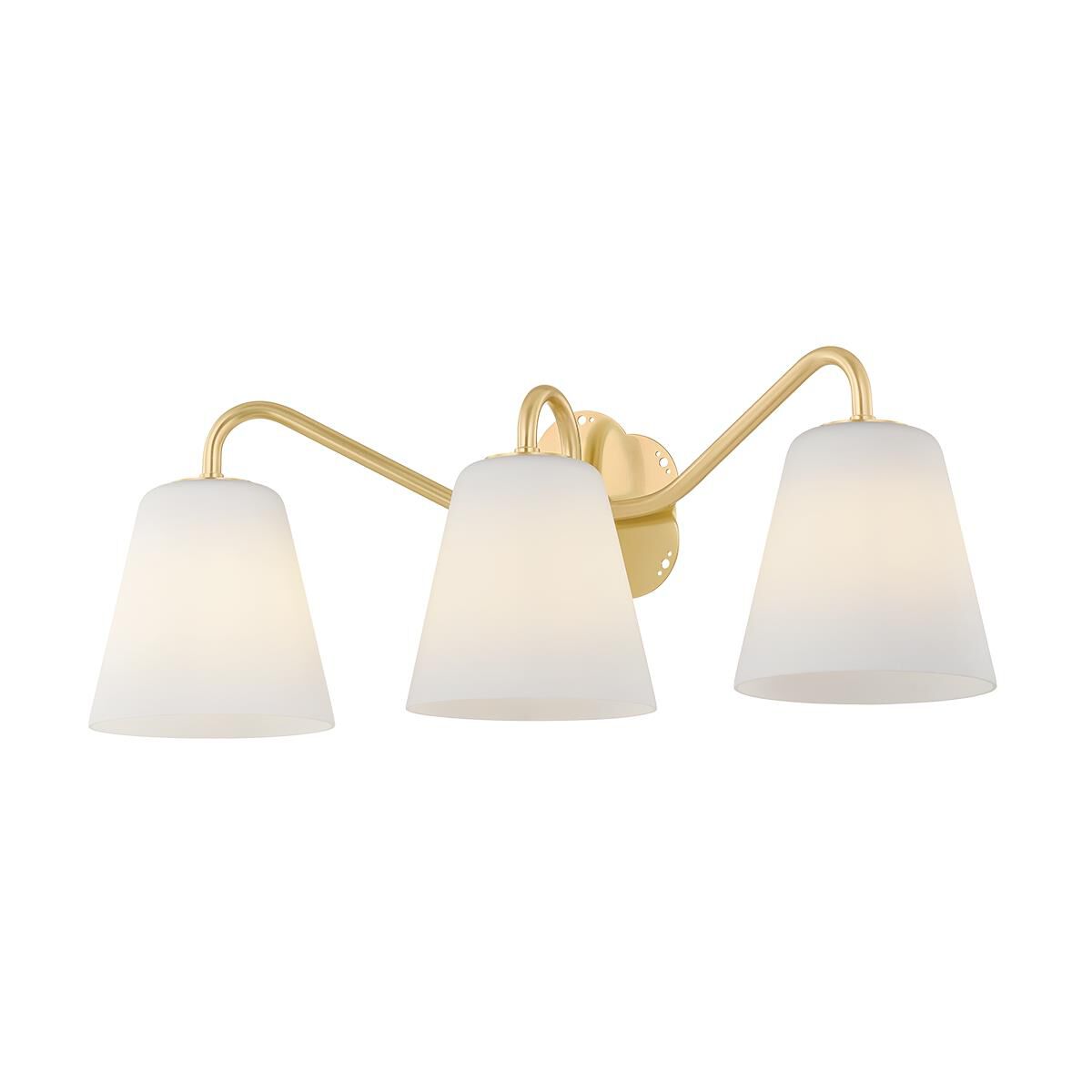 Shown in Aged Brass finish and Opal Matte glass